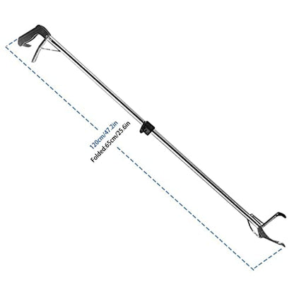 Snake Hooks Heavy Duty Snake Tongs Reptile Grabber Stainless Steel Catcher Wide Jaw with Auto Lock Blunt Teeth Collapsible Design