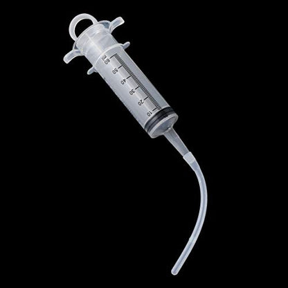 60ML Baby Bird Parrot Feeding Tubes, Liquid Medicine Feeder Push-Tube Pet Cat Dog Feeder with 2 Pcs Stainless Steel Metal Feeding Spoon - size: 60ML