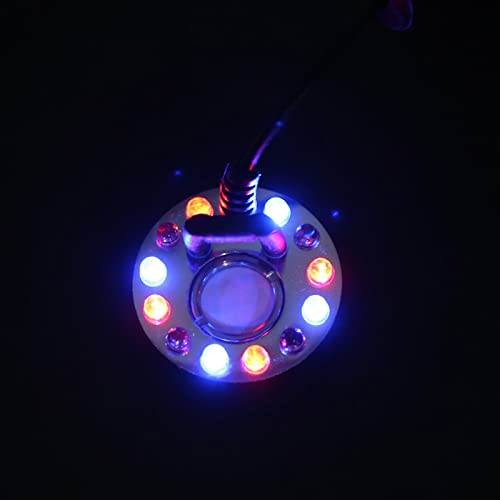 Mist Maker, 12 LED Ultrasonic Reptile Humidifier with Replaceable Atomization Chip, for Fish Tank Fountain Garden Landscape Decor (Plastic + Metal 3)