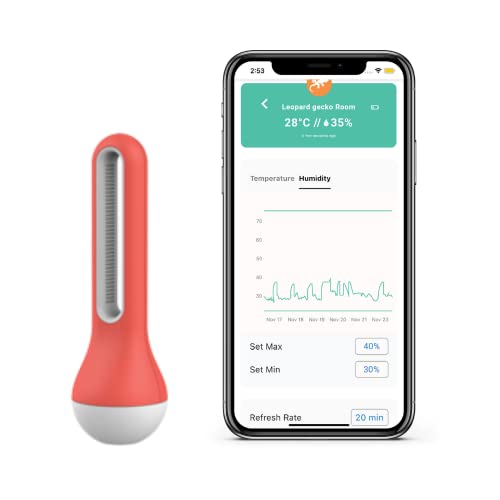 AirComfort - Wireless Thermometer Hygrometer Bluetooth Connectivity with Alarm and Data Logger for Greenhouse Growing Plants,Humidors, Home, Office, Warehouse, Tortoise Reptile Terrariums