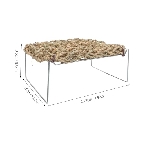 BESPORTBLE Bearded Dragon Lounger and Hammock with Metal Legs, Rectangular Seagrass Basking Platform Bed for Lizards, Leopard Gecko, Hermit Crabs, and Small Reptiles