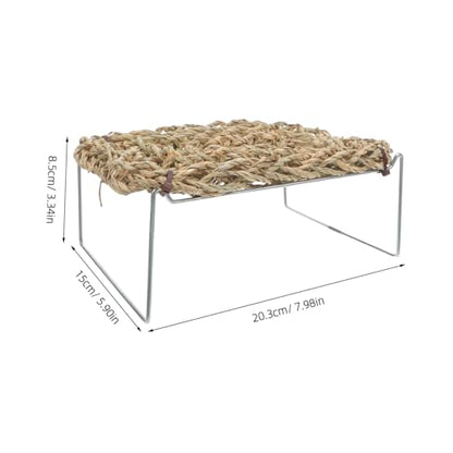 BESPORTBLE Bearded Dragon Lounger and Hammock with Metal Legs, Rectangular Seagrass Basking Platform Bed for Lizards, Leopard Gecko, Hermit Crabs, and Small Reptiles