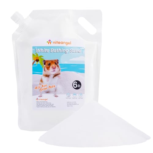 Niteangel Hamster Desert Bath Sand | No-Dust Bath or Potty Litter for Hamster Chinchillas Gerbil Mice Degu or Other Small Pets (White Sand, 6LB/96oz) - color: White Sand, size: 6LB/96oz