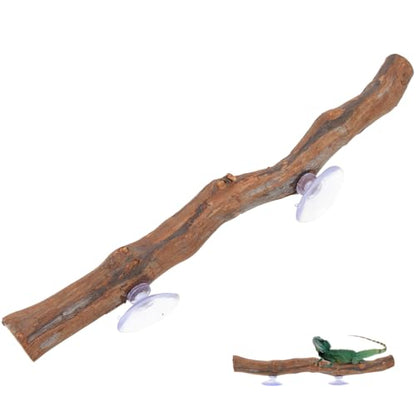 POPETPOP Wood Display Stand Reptile Accessory Grapewood Stand for Bearded Dragon Lizard Terrarium Wooden Climbing Toy with Smooth Round Edges 11.81 X 1.18 X 1.18 in
