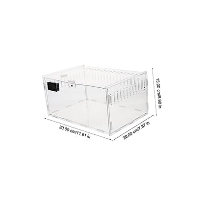 Transparent Acrylic Reptile Breeding Box with Ventilation System for Snakes Tarantulas and Reptiles Habitat with Temperature Humidity Gauge