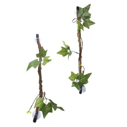INOOMP Reptile Climbing Vines with Suction Cups, Flexible Artificial Jungle Vines, 2pcs Decorative Rattan Branches for Lizard Tank Habitat and Gecko Terrarium