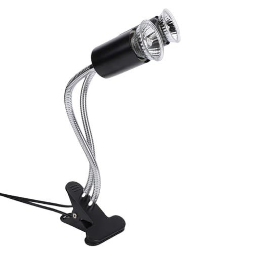 Focket Timed Reptile Heat Lamp, Dual Head 360 Degree Gooseneck Tank Heater, Reptile Lamp with 2 4 8 Hour Timer UVA UVB Bulbs for Tortoise Bearded Dragon Lizards (US Plug)