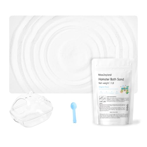 Hamster Sand Bath - Whit Fine Sand Hamster Bedding Reptile Silica Sand Gerbil Hideout for Hamster Chinchillas Gerbil Small Animals Small Pets (White, 1.1 lb + S Hamster Bathtub + Scoop) - color: White, size: 1.1 lb + S Hamster Bathtub + Scoop