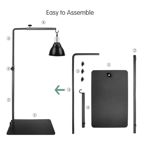 Reptile Lamp Stand Ajustable 16-31 Inch Heat lamp Holder Metal Bracket Floor Terrarium Light Holder for Reptile Glass Tank,Snake Turtle Terratium - size: 16-31 Inch