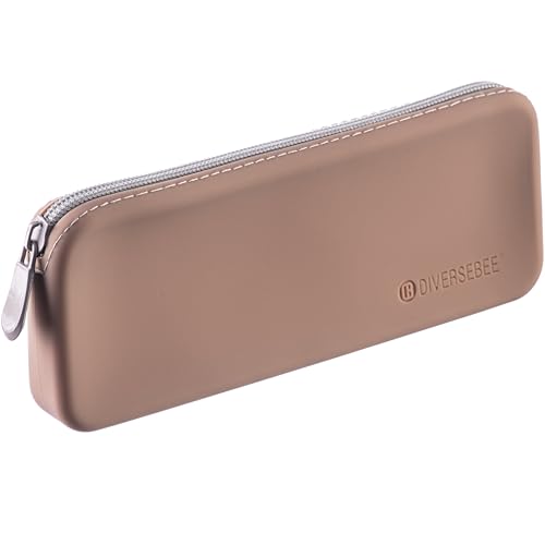 DIVERSEBEE Soft Silicone Pencil Case, Aesthetic Pencil Pouch with Zipper, Cute Pen Bag for School, Bible Journaling Supplies and Accessories, Pencil Organizer (Almond) - color: Almond