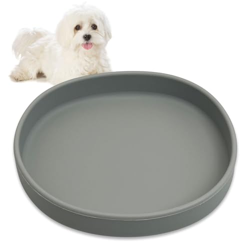 Silicone Dog Food Plate Shallow Dog Bowl Flat Cat Dish Small Puppy Plates for Small Dogs and Cats Whisker Fatigue Pet Feeding Bowls for Dry and Wet Food (Light Brown) - color: 1 Pcs -(Light Brown)