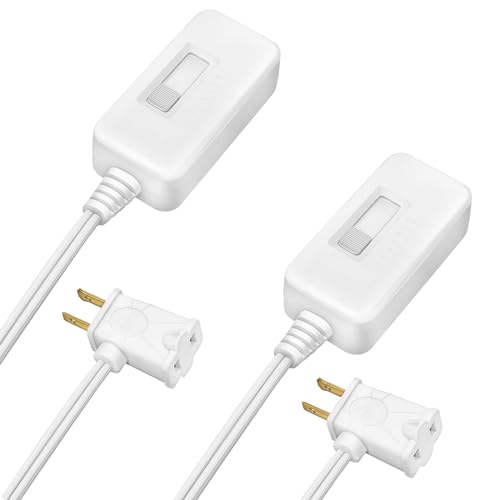 DiCUNO Table-Top Plug in Lamp Dimmer Switch for Table/Floor Lamps, UL Listed, Slide Control, Works with 100 Watt Dimmable LED/CFL and 300 Watt Incandescent/Halogen, 3.3ft Cord, White, 2-Pack - color: White, size: 2-Pack