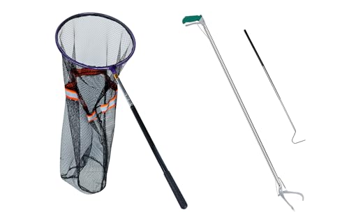 IC ICLOVER Snake Catcher Net+52" Snake Tongs with 39" Snake Hook, Reptile Grabber Rattle Snake Catcher Wide Jaw Handling Tool,Snake Catching Net with Telescopic Pole, Adjustable Snake Capture Stick