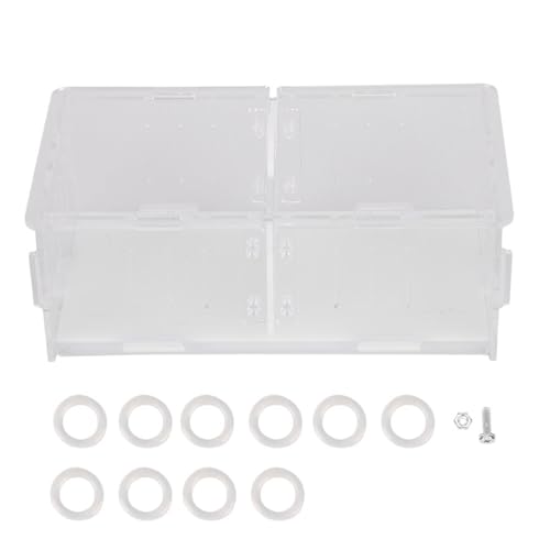 Acrylic Reptile Breeding Box, Feeding and Landscaping Container, 19 x 11 x 7.2cm - Durable Transparent Design, Movable Partition, Easy Viewing and Cleaning