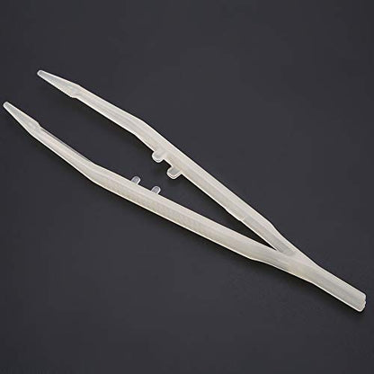 Glow in The Dark Reptile Feeding Tongs 10.6 Inch, Stainless Steel Tweezers with Rubber Tip, Long Curved & Straight Feeder Tool Kit for Bearded Dragon Snake Lizard Terrarium Accesso