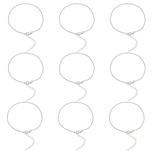 PH PandaHall 10pcs 7.48" Adjustable Slider Chain Bracelet Stainless Steel Snake Chain Bracelets Round Snake Chain Lobster Claw Clasps for Jewelry Accessories DIY Making