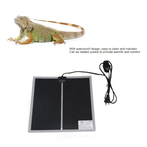 Reptile Pet Heat Mats, 7/14/20W 110V Adjustable Temperature, Rapid Heating Pad for Home Office Insect Box Under Tank Terrarium Turtle Tortoise Snakes Lizard (Black-14W-US Plug-110V(28X28CM)-2Pcs) - color: Black-14W-US Plug-110V(28X28CM)-2Pcs