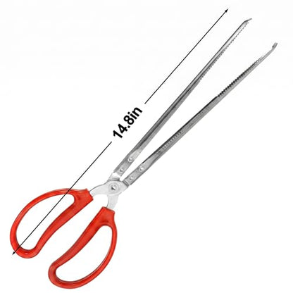 15 Inch Reptile Feeding Tongs, Long Stainless Steel Snake Feeding Tweezers with Non-Slip Handle, Large Feeding Forceps for Snakes, Bearded Dragon, Leopard Gecko, Lizard and Reptile Tank Supplies