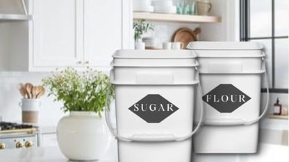 House Naturals 4 Gallon Square Food Grade Bucket Pail with Plastic Handles and Lid (Pack of 3) Made in USA containers (White) - color: White