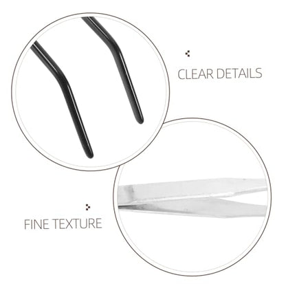 NUOBESTY 2pcs Stainless Steel Curved Feeding Tongs for Reptiles Long Aquarium Tweezers with Rubber Tips for Snake and Turtle Feeding Durable and Lightweight Pet Supplies