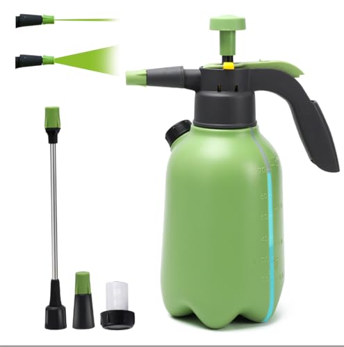 Garden Pump Sprayer, 1/2 Gallon Hand Pump Spray Bottle for Plants, Pressure Water Spray Bottle in Lawn and Garden Yard, Weed Chemical Sprayer with 2 Adjustable Nozzle & Safety Pressure Relief Valve