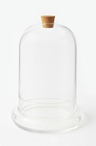 Handblown 10" Glass Terrarium with Opening for Air Flow & Cork Stopper Cloche Style Glass Dome Vivarium Display Case (Large) - size: Large