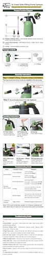 Hand Pump Sprayer 1/2 Gallon, Garden Pump Spray Bottle for Plants, Pressure Sprayer Bottle in Lawn and Garden Yard, Weed Chemical Sprayer with 2 Nozzle & Safety Pressure Relief Valve (2L/0.5Gal)