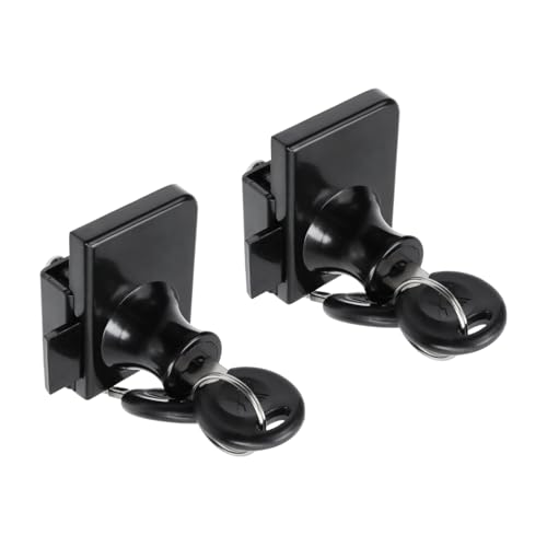 No Drill Showcase Lock for 0.2-0.3 inch Glass, Key Different - Door to Board Mounting, 2 Sets Black Rectangular 1.89 x 1.38 Inch, Zinc Alloy Glass Lock for Display Cabinet or Jewelry Case - color: Black, size: 1.89 x 1.38 Inch, style: Key Different - Door