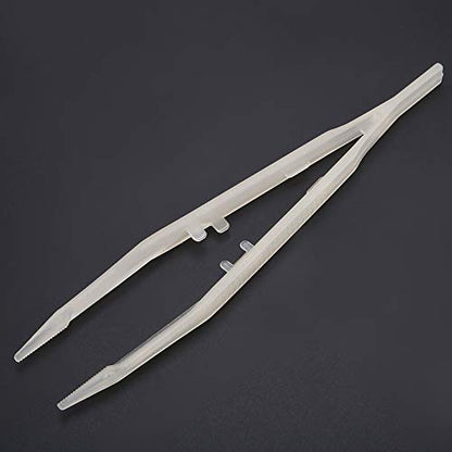 Glow in The Dark Reptile Feeding Tongs 10.6 Inch, Stainless Steel Tweezers with Rubber Tip, Long Curved & Straight Feeder Tool Kit for Bearded Dragon Snake Lizard Terrarium Accesso