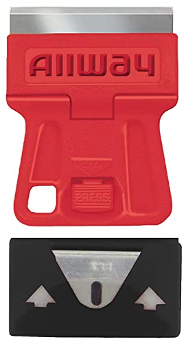 ALLWAY GSM5 Mini Glass Scraper with 5 Extra Steel Razor Blades | Easy Blade Change, Compact Size