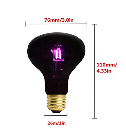 100W Night Heat Lamp Reptile Heat Bulb Heat Emitter Pet Heating Lamp Infrared Moonlight UVA Basking Spot Lamp E26 Lamp for for Reptile and Amphibian Lizard Turtle Snake Bearded Dragon,2-Pack