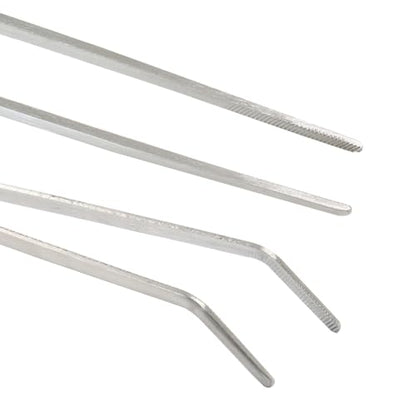 2PCS Stainless Steel Reptile Feeding Tongs, Long Tweezers Aquarium Terrarium Feeder Tools for Reptiles, Lizards, Snakes (Straight and Curved)