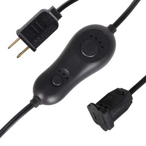 Plug in Dimmer, Upgrade Lamp Dimmer Switch, Timer Dimmers, Slide Control Light Timer for Dimmable Indoor Outdoor String Lights and Incandescent Bulbs, 6 ft Extension Cord, Black - color: Black