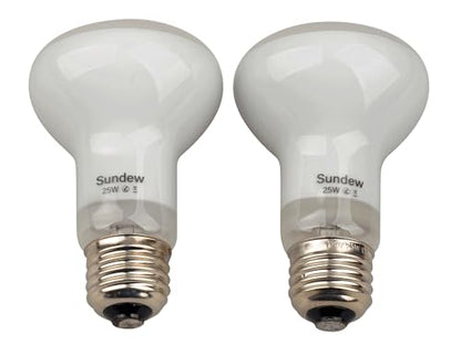 Sundew 2-Pack Reptile Heat Bulb, Dimmable Basking Spot Lamp for Reptiles & Amphibians, Daytime Heating Light for Bearded Dragon, Gecko, Lizard, Snake, Turtle - E26 Base (50, Watts)