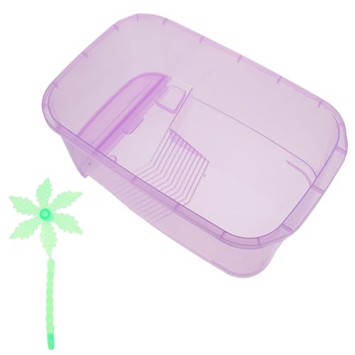POPETPOP Amphibious Pet Tank Travel Accessories Reptile Terrarium - Portable Clear and Transparent Plastic Tank, Reptile Breeding Tank for Spiders Frog Snakes Small Reptiles Turtle Tank