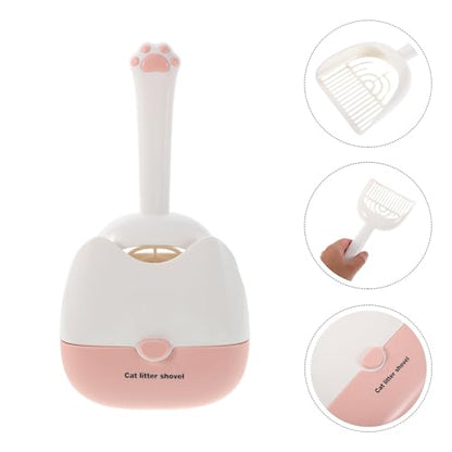 Healifty Wall-Mounted Cat Litter Scoop with Fine Mesh and Dual-Slot Sifting, Plastic Poop Scooper for Cat Litter Box Cleaning, Pink Pet Sand Shovel for Kitten and Reptile Waste Removal