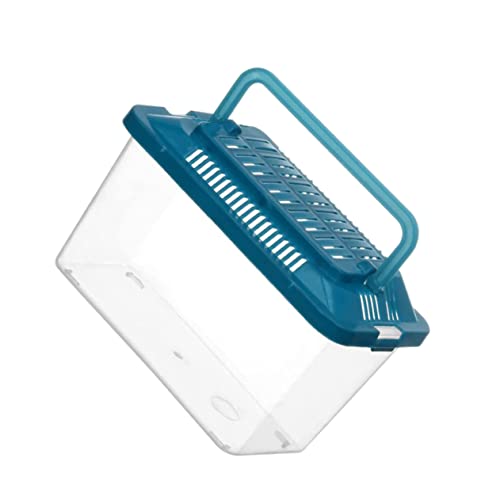 Portable Handheld Aquarium Tank Transparent Fish Tank for Turtles and Hamsters Lightweight Reptile Carrier Easy to Clean Cover - color: Random Color, size: 13x9cm