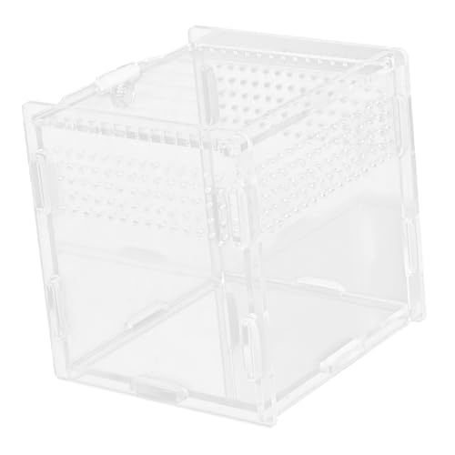 Acrylic Feeding Box for Reptiles Terrarium Kit Observation Window Easy Cleaning - size: 9.5x9cm