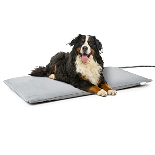 Toozey Outdoor Pet Heating Pad 28x16in, Extremely Waterproof Heated Bed for Dogs and Cats, Thermostatic Control, Chew-Resistant Cord, Soft Electric Blanket with Overheat Protection