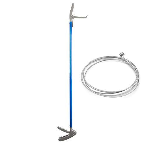 Cynamed 43" Long Reach Snake Tongs Reptile Grabber Catcher, Stainless Steel & Wide Jaw Pick-up Handling Tool