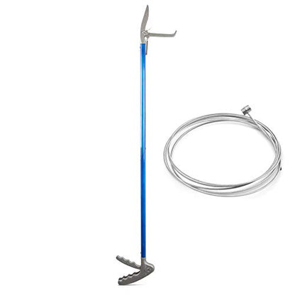 Cynamed 43" Long Reach Snake Tongs Reptile Grabber Catcher, Stainless Steel & Wide Jaw Pick-up Handling Tool