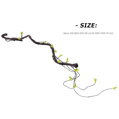 Garneck Simulation Climbing Plant Vine for Reptile Habitat, Bendable Artificial Rattan Vine with Soft Leaves 100cm, Plastic Pet Box Landscape Decor for Tropical Terrarium
