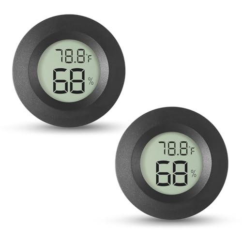 Atogou 2-Pack Mini Hygrometer & Thermometer, Indoor Outdoor Digital Humidity Meter Gauge Temperature, ℉/℃, for Home, Office, Reptile, Car, Greenhouse, Lab, Terrarium, Cellar.. A01 Black - color: Black 2-pack