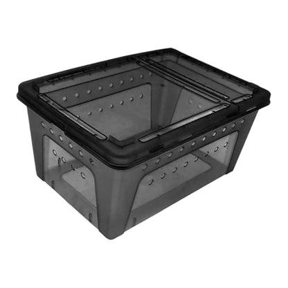 Reptile Terrarium Breeding Box Animal Habitat Tank Aquarium Container Acrylic Enclosure Thickened PP Material Stackable Pull Out Lid Suitable for, Black - color: Black