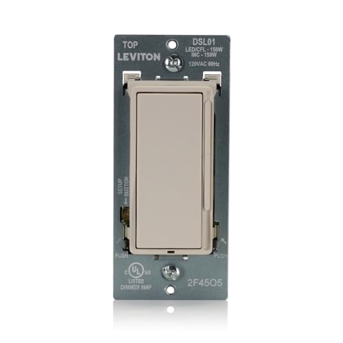 Leviton Decora Slide LED Advanced Dimmer Switch for 150W Dimmable LED, Halogen and Incandescent Bulbs and Fixtures, DSL01-1LT, Light Almond - color: Light Almond