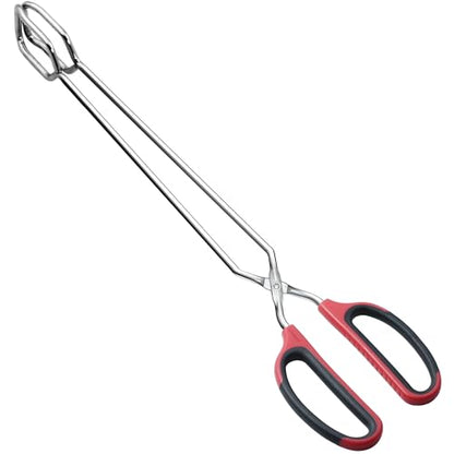 HINMAY Extra Long Scissor Tongs 16" Stainless Steel Barbecue Grilling Tongs - color: Red, size: 16"
