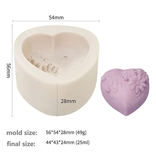4 Pack Heart Resin Rose Flower Silicone Mold for Candle, Cake, Soap, Candy - Round Shape - color: xq-heart-4-pack