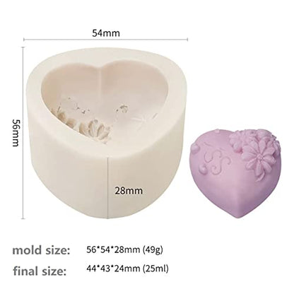 4 Pack Heart Resin Rose Flower Silicone Mold for Candle, Cake, Soap, Candy - Round Shape - color: xq-heart-4-pack