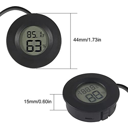 6 Pack Mini Hygrometer Thermometer Meter Digital LCD Monitor Indoor Room Round Humidity Temperature Gauge with Probe for Humidors Home Greenhouse Babyroom Reptile Incubator Monitor