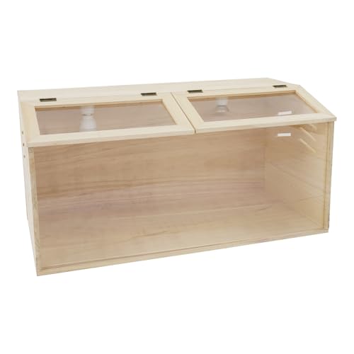 Quail Brooder Box, Soild Wood Brooder Box, Intelligent Breeding Boxes with Automatic Water Feeder Thermometer & Hygrometer Complete Set for Chicks Quail Birds Small Reptile Animals
